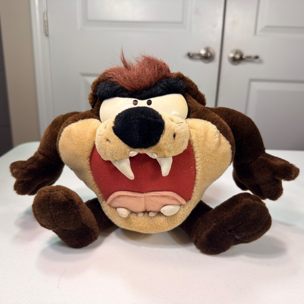 Vintage 1997 Looney Tunes Taz Plush Tasmanian Devil Warner Bros 90s Toy 9in